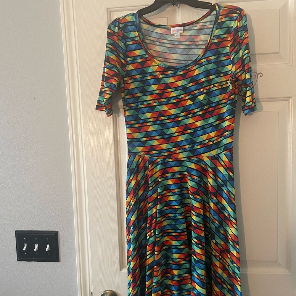LulaRoe Nicole Women’s Midi Multicolored Dress Size M
